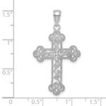 10K White Gold Textured  Beaded Edge Cross Charm - Image 2