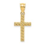 10K Beaded and Polished Cross Charm