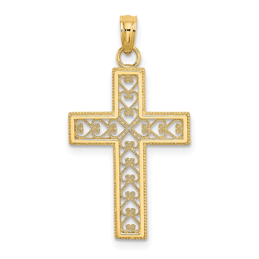 10K8568.jpg 10k D/C Filigree Cross Pendant - Image 1