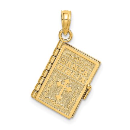 10K 3-D Moveable Santa Biblia Book/Spanish Bible Charm