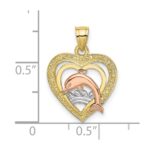 10K Two-tone w/White Rhodium Dolphin In Heart Charm - Image 3
