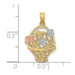 10k Two-Tone w/White Rhodium Flower Basket w/I LOVE YOU Charm - Image 3