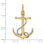 10K Two-tone 3-D Anchor w/T Bar and Rope w/Shackle Bail Charm - Image 3