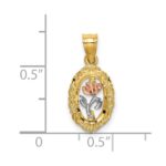 10K Two-tone w/White Rhodium Rose In Oval Frame Charm - Image 3