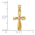 10k Two-Tone Twisted Cross w/ Heart Charm - Image 2
