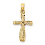 10K Two-Tone Twisted Cross w/ Heart Charm - Image 4