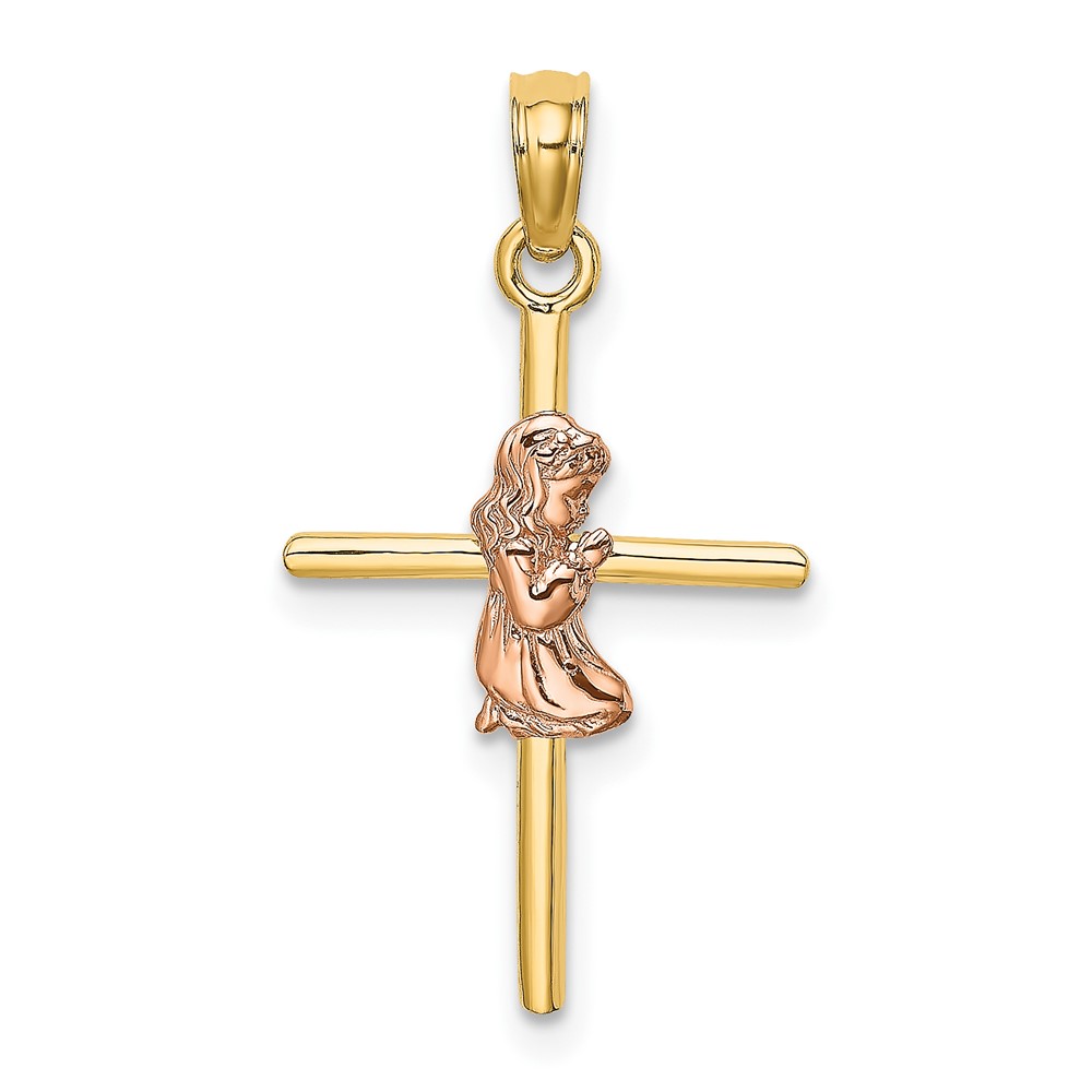 10K9108.jpg 10K Two-Tone 2-D Girl On Cross Charm - Image 1