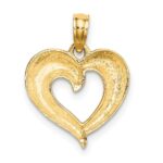 10K W/ Rhodium Polished and Textured Heart Charm - Image 4