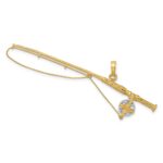 10K w/Rhodium 3-D Fly Rod Fishing Pole Charm - Image 4