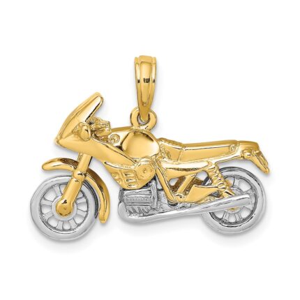 10k Two-tone 3-D Moveable Motorcycle Charm
