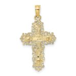 10K Two-tone Textured w/ Lace Trim Crucifix Charm - Image 4