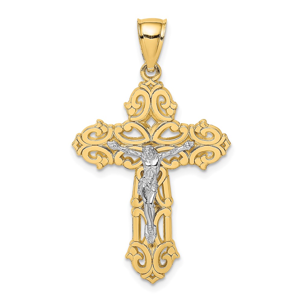 10K9198.jpg 10K Two-tone Crucifix W/ Scrolled Tips Charm - Image 1