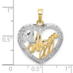 10k w/Rhodium Bead Trim #1 MOM In Heart Charm - Image 3