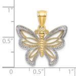 10K w/Rhodium Butterfly W/ White Beaded Wings Charm - Image 3