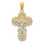 10K Two-Tone w/Lace Trim Crucifix Charm