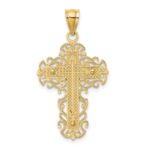 10K Two-Tone w/Lace Trim Crucifix Charm - Image 4
