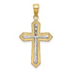 10K w/ Rhodium D/C Cross Pendant