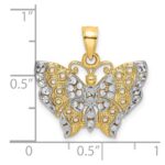 10k w/Rhodium Butterfly w/White Edge and Cut-out Wings - Image 3