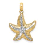 10K Rhodium D/C Small Starfish Charm