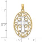 10K w/Rhodium Beaded Filigree Cross Charm - Image 3