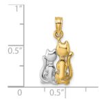 10K W/ Rhodium Polished  Cat and Kitten Charm - Image 3