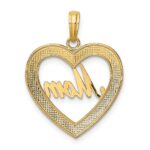 10K W/ Rhodium D/C Heart Frame MOM Charm - Image 4