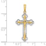 10K W/ Rhodium D/C Reversible Cross Charm - Image 3