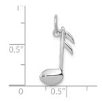 10k White Gold Polished Flat-Backed Musical Note Charm - Image 2