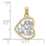 10K w/ Rhodium LIVE LOVE LAUGH In Heart Charm - Image 3