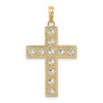 10K W/ Rhodium D/C and Cut-Out Cross Charm