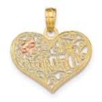 10K Two-tone w/White Rhodium #1 DAUGHTER In Heart Charm - Image 4