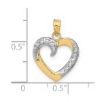 10K w/Rhodium Polished and Textured Heart Pendant - Image 4
