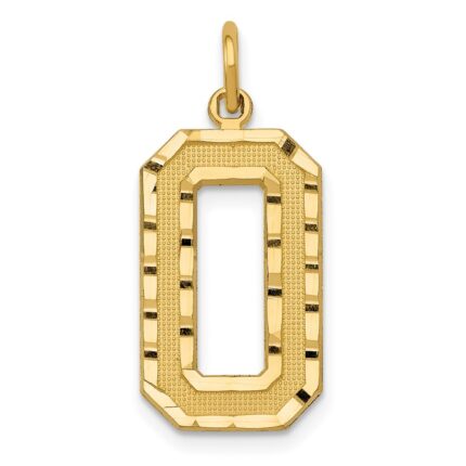 10k Large Brushed Diamond-cut Number 0 Charm