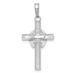 10K White Gold Polished Claddagh Cross Pendant - Image 4