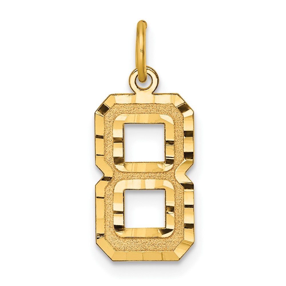 10MN08.jpg 10ky Casted Medium Diamond-cut Number 8 Charm - Image 1