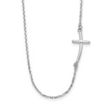 10k White Gold Small Sideways Curved Cross Necklace