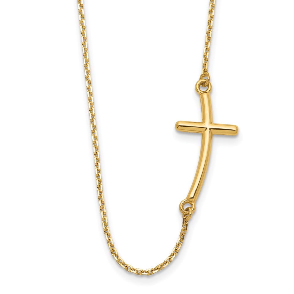 10SF2082-19.jpg 10k Large Sideways Curved Cross Necklace - Image 1