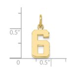 10k Small Polished Number 6 Charm - Image 3