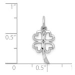 10k White Gold Solid Open 4-Leaf Clover Charm - Image 3
