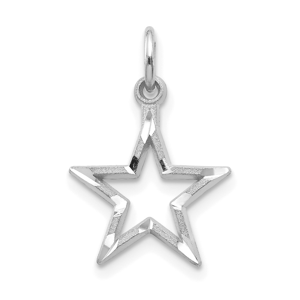 10WC38.jpg 10k White Gold Diamond-cut Star Charm - Image 1