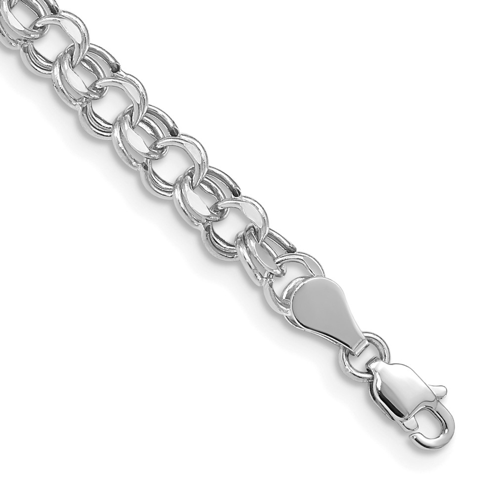 10WSD1-7.25.jpg 10k White Gold Lite 5mm Double Link Charm Bracelet - Image 1