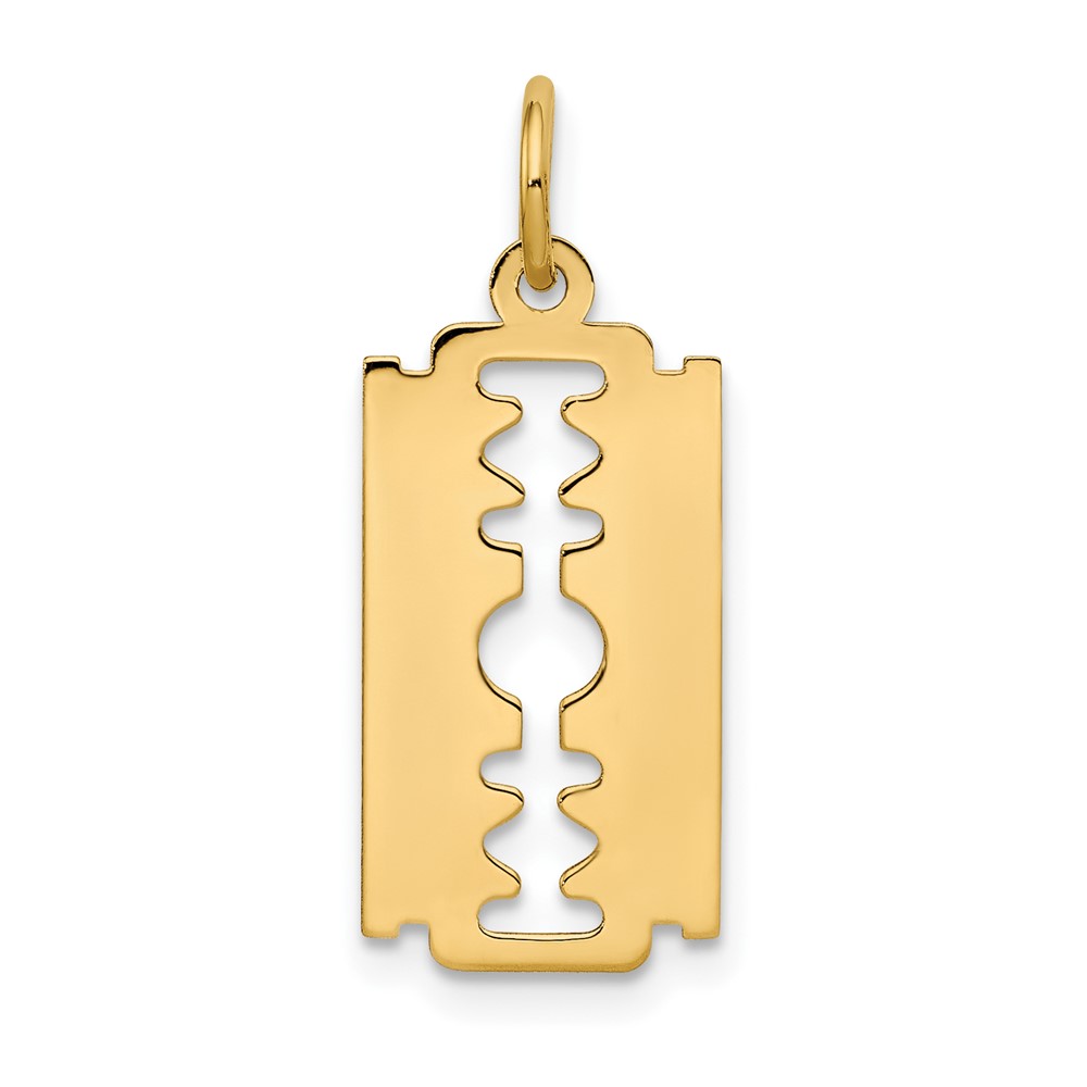10XAC960.jpg 10k Polished Razor Blade Charm - Image 1