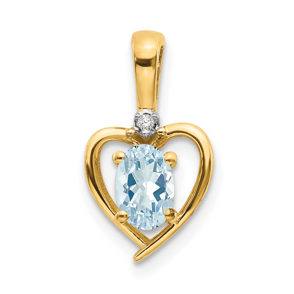 10XBS492.jpg 10K Diamond and Aquamarine Pendant - Image 1