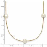 10k 5-6mm White Round Freshwater Cultured Pearl 9-Station 18 inch Necklace - Image 5