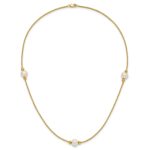 10k Polished 8-9mm Semi-Round White Freshwater Cultured Pearl 3-Station 18 inch Necklace - Image 4