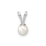 10k White Gold 3-4mm White Round Freshwater Cultured Pearl Pendant - Image 3