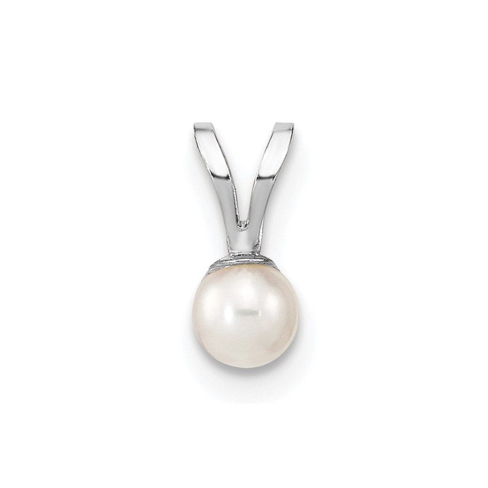 10XFW518.jpg 10k White Gold 3-4mm White Round Freshwater Cultured Pearl Pendant - Image 1