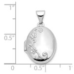 10k White Gold Floral Oval Locket - Image 2
