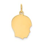 10K Plain Medium .018 Gauge Facing Right Engravable Boy Head Charm