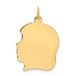10K Plain Large .018 Gauge Facing Right Engravable Girl Head Charm - Image 3